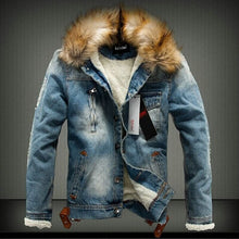 Load image into Gallery viewer, Winter Influx of Men Casual Denim Jacket Winter Thick Denim Jacket